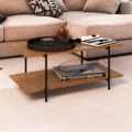 27870 Henriqueta-Coffee Table-1 Industrial style coffee table with 1 shelf made from wood and black steel legs