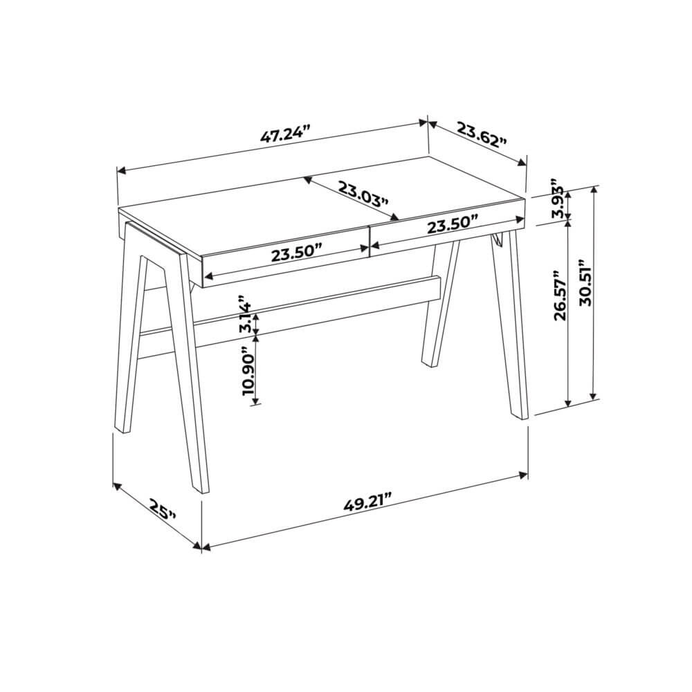 Contemporary style desk dimensions - inches
