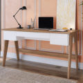 Estela Desk 1 Contemporary 59" white and brown desk with 3 drawers made from MDP wood