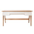Estela Desk 2 Contemporary 59" white and brown desk with 3 drawers made from MDP wood
