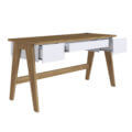 Estela Desk 4 Contemporary 59" white and brown desk with 3 drawers made from MDP wood