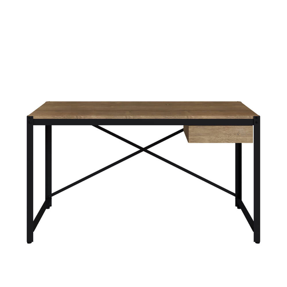 Tiago Desk 2 54" Long Industrial Desk made of Wood and Steel Legs with 1 drawer