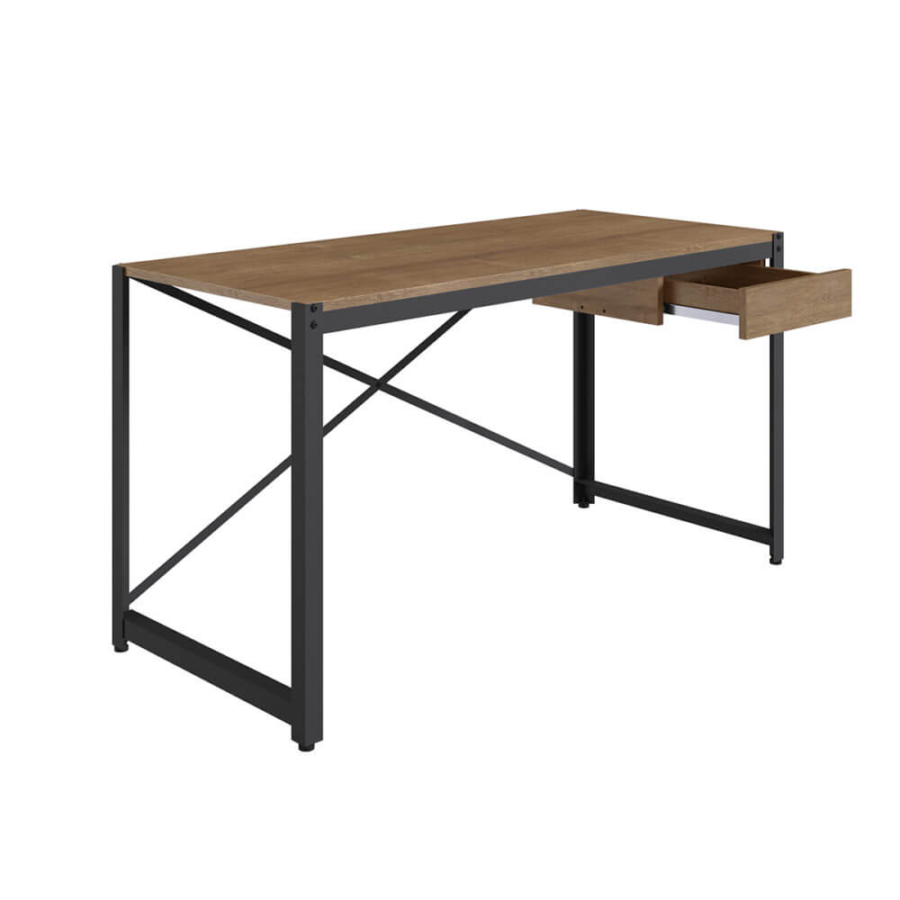 Tiago Desk 4 54" Long Industrial Desk made of Wood and Steel Legs with 1 drawer