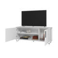 BLC-41-06_Manuela-TV-Stand-White-02 Modern White TV Stand with intern storage made from MDP wood and black steel modern legs and handles