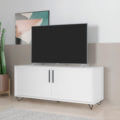 BLC-41-06_Manuela-TV-Stand-White-04 Modern White TV Stand made from MDP wood and black steel modern legs and handles