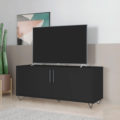 BLC-41-184-(1) Modern Black TV Stand made from MDP wood and black steel modern legs
