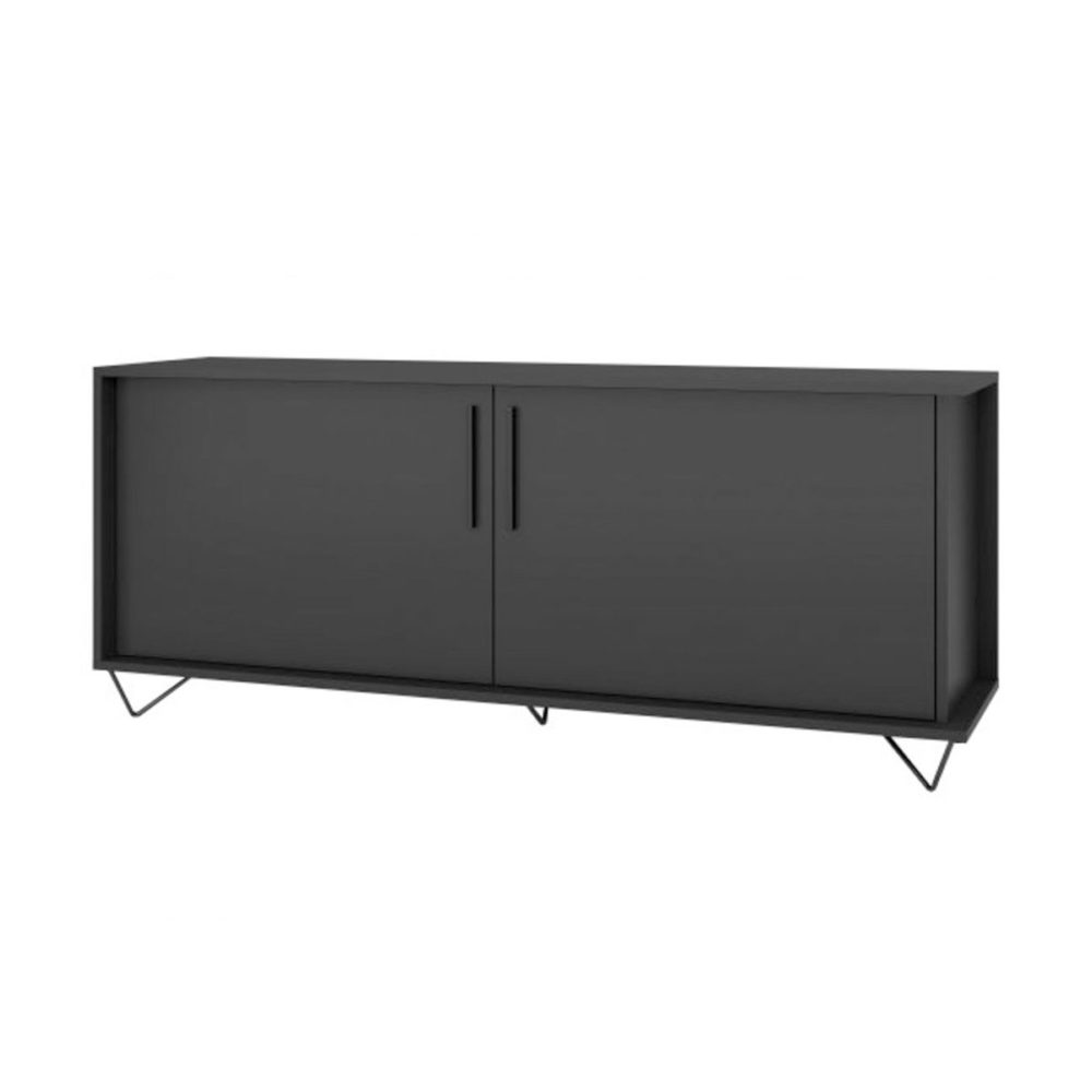 BLC-41-184-(4) Modern Black TV Stand made from MDP wood and black steel modern legs