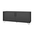 BLC-41-184-(4) Modern Black TV Stand made from MDP wood and black steel modern legs