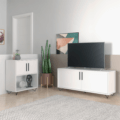 BLC 50-06 - 3 Modern White TV Stand and Cabinet made from MDP wood and black steel modern legs