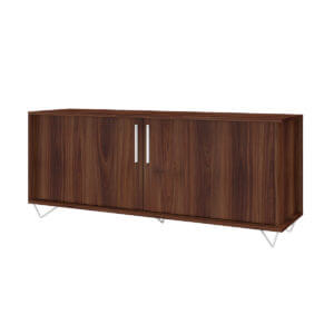 Modern Brown TV Stand made from MDP wood and silvery steel modern legs and handles