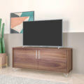 BLC41-232_Manuela-TV-Stand-Brown-04 Modern Brown TV Stand made from MDP wood and silvery steel modern legs and handles