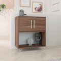 BLC50-232 - Leopoldo Cabinet - Brown - 1 Modern Brown Cabinet made of MDP wood and silvery steel modern legs and handles