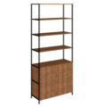 Industrial bookcase made of MDP Wood and black steel frame with 4 shelves and 1 closed storage area