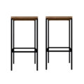 2 squared high industrial style bar stools. Made of MDP Wood and black steel legs