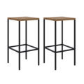 2 squared high industrial style bar stools. Made of MDP Wood and black steel legs