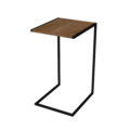 C-shape Side Table. Made of wood and black steel legs