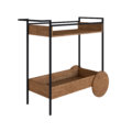 27853 Rogerio_Bar_Cart-2 Industrial Style Bar Cart with 2 shelves. Made of wood and black steel frame. 2 big decorative wood wheels