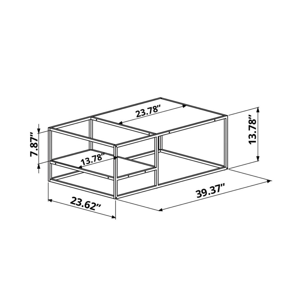 Industrial Style Coffee table with different heights. Made of wood and black steel frame - inches