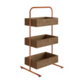 27865 Rio Organizer-2 Industrial style organizer with 3 boxes. Made of wood and coppery color pipe steel frame