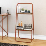 Industrial Ladder Style Decorative Organizer with 2 shelves. Made of Coppery steel pipe and wood