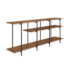 Industrial style console or TV Stand with 2 shelves made from wood and black steel legs
