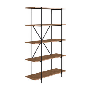 Large industrial bookcase or kitchen shelves with 4 shelves made from wood and black steel frame