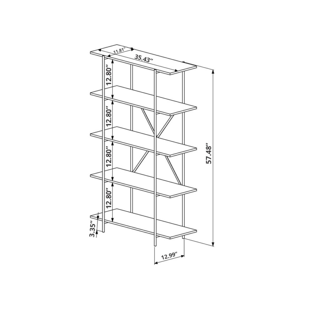 27874 Henrique Bookcase-3 Large industrial style bookcase dimensions - inches