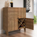 Amaral_Cabinet_2 Industrial Wood Closed Cabinet with storage for wine and one door open