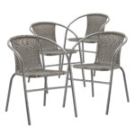 4 Outdoor Rattan Dining Chairs